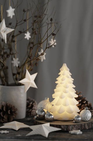 Deluxe Homelight White Xmas Tree LED Wax Candle