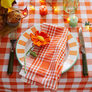 Gingham Fabric Orange Napkins