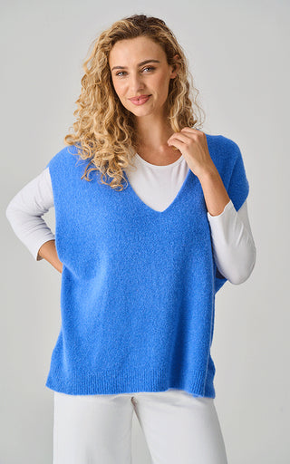 Luella Tilly French Blue Alpaca Knit V-Neck Tank Top