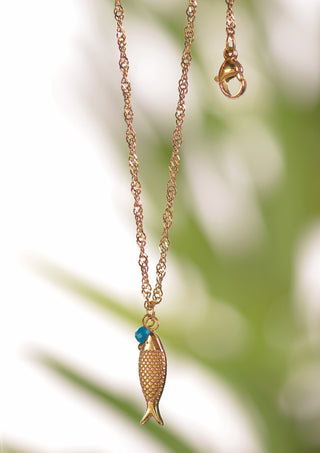 Catch of The Day! - Turq / Stainless Steel W/18k Gold PVD Necklace