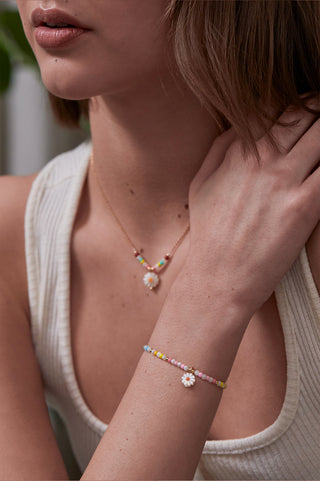 Estella Bartlett Multi Gemstone Shell Flower Bracelet "