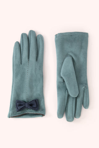 Powder - Adalyn Faux Suede Gloves in Ice/Navy