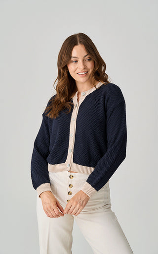 Luella Sherston  Navy Cotton Cardigan With Trim