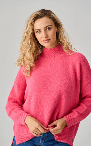 Luella Lulu French Pink Funnel Neck Alpaca Knit Jumper