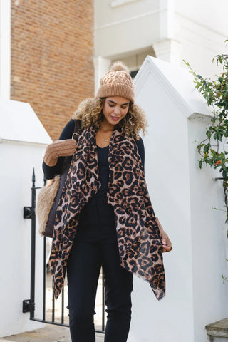PARK LANE COCOA LEOPARD PRINT SCARF