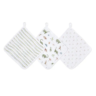 Aden & Anais 3 pk Muslin Washcloth Dino