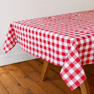 GINGHAM, FABRIC TABLECLOTH, RED