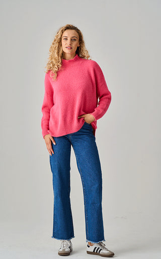 Luella Lulu French Pink Funnel Neck Alpaca Knit Jumper