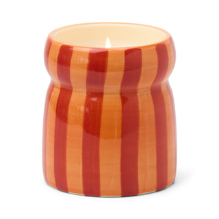 Cabana 6.5oz/184g Red/Coral Striped Ceramic Candle - Spiced Apple