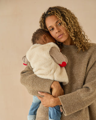 MINI CHALK DOE GILET IN BONE WHITE 12-18 Mths