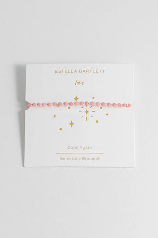 Estella Bartlett Wellness Coral Agate Amelia Bracelet - Silver Plated