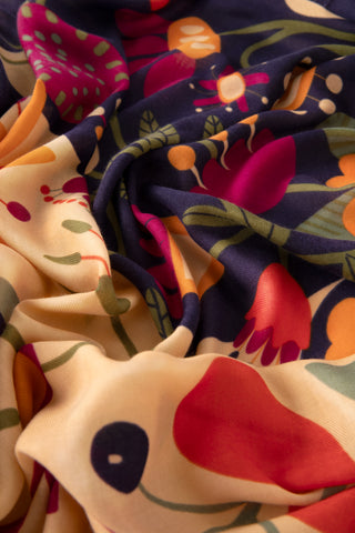 Powder - Scandi Two-tone Floral Print Scarf