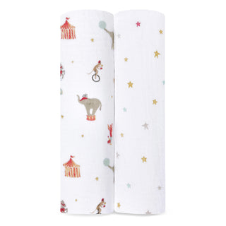 Aden & Anais Elephant Circus 2Pk Cotton Muslin Swaddle Blanket