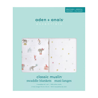 Aden & Anais Elephant Circus 2Pk Cotton Muslin Swaddle Blanket