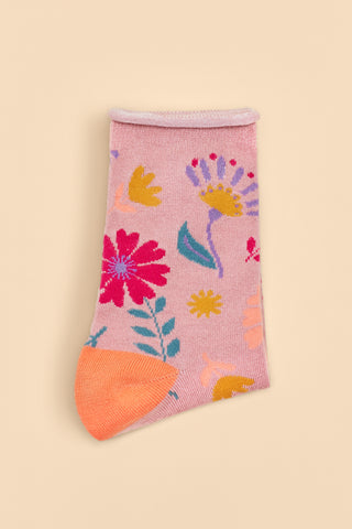 Powder Watercolour Flowers Ankle Socks