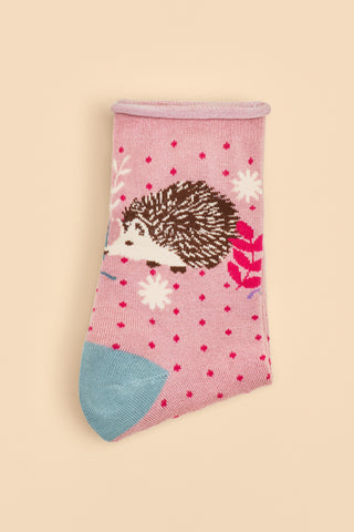 Powder Hedgehog Hunting In Leaves Ankle Socks