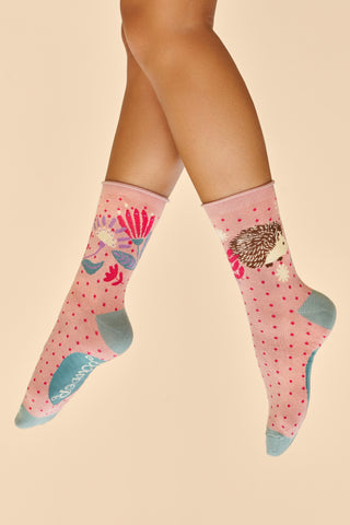 Powder Hedgehog Hunting In Leaves Ankle Socks