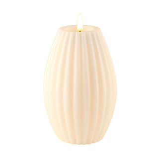 Deluxe Cream  Stripe LED Candle 15cm
