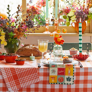Gingham Fabric Orange Napkins