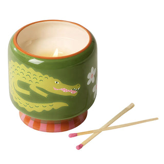 A Dopo 8oz/226g Crocodile Ceramic Candle - Prickly Pear