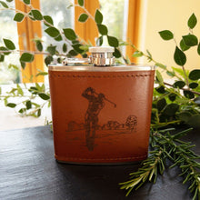 Load image into Gallery viewer, Selbrae House Leather Hip Flask - Golf
