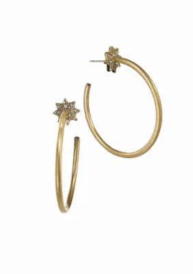 Hot Tomato - Comet Tail Stud/Hoops / 44mm - Worn Gold/Clear Earrings