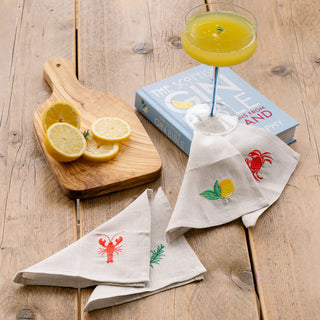 Set Of 4 Embroidered Cocktail Napkins