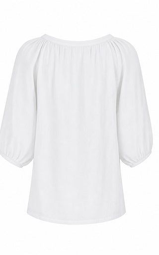 Aurelie Button-Up Linen Top White