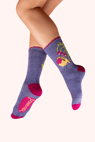 Powder - Robin Red Breast Glitter Ankle Socks