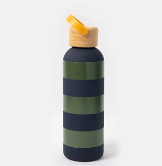 NAVY/KHAKI STRIPE METAL WATER BOTTLE
