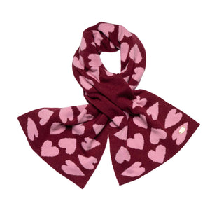 Loxely Lane Pull Through Hearts Scarf Pink/ Burgundy