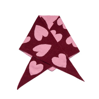 Loxley Lane Small Knitted Triangle Hearts Pink/Burgundy