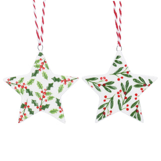Ceramic Star w Holly & Berries Dec