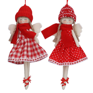 Tall Fabric Angel w Gingham/Polka Dot Dress Dec