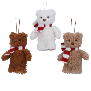 Fabric Teddy w Red/White Scarf Dec
