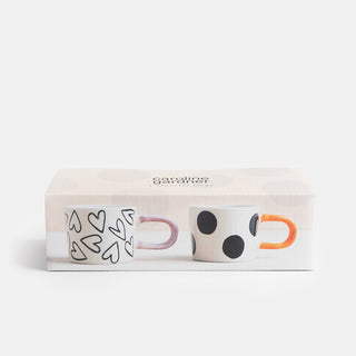 Mono Spot/ Hearts Set Of 2 Espresso Mugs