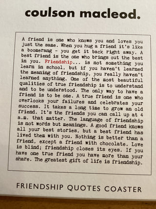 Coulson Macleod Friendship Quote Coaster