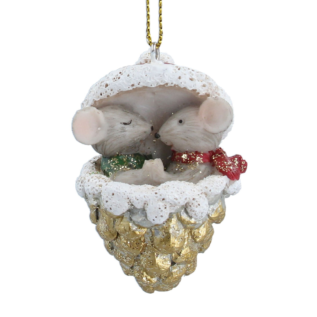 Gisela Graham  Mice In Gold Cone