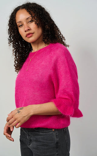 Luella Inverness Mohair Blend Fluted Sleeved Top
