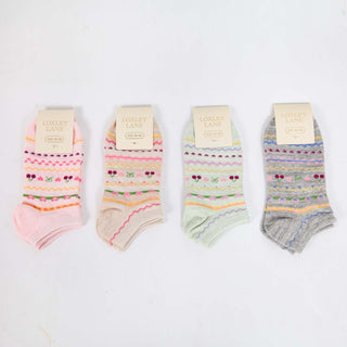 WOMENS COTTON CHERRY TRAINER SOCKS