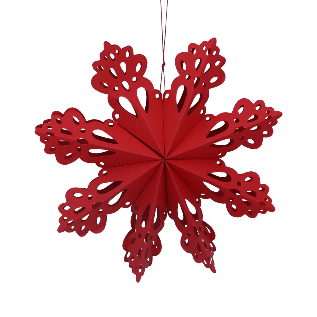 Gisela Graham Red Paper Fretwork Snowflake Dec, Lge