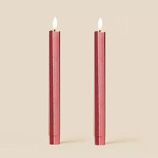 TINKALINK SCALLOP STRIPES FLAMELESS LED WAX CANDLES (PAIR)