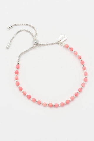 Estelle Bartlett  Bracelet -  Silver Plated - Coral Agate