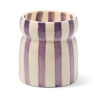 Cabana 6.5oz/184g Lavender Striped Ceramic Candle - Grecian Sand