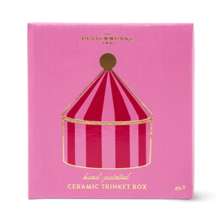 Trinket Box - designworks ink - ceramic pink + red stripe
