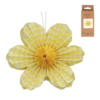 Paper Flower 15cm - Yellow Gingham