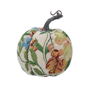 Tapestry Floral Leaves Pumpkin Orn, Sml
