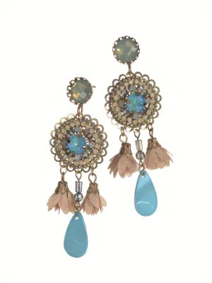 Hot Tomato - Fiesta Vintage Style - Gold/Aqua/Opal/Blue Earrings