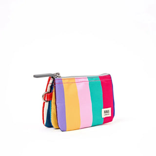ROKA Carnaby Wide Multi Stripe Small Recycled Canvas Purse