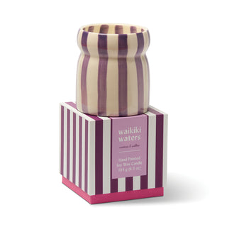 Cabana 6.5oz/184g Lavender Striped Ceramic Candle - Grecian Sand